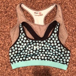 Nike and Fila sports bras